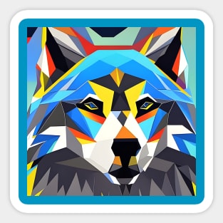 Pop Art Geometric Wolf Head Sticker